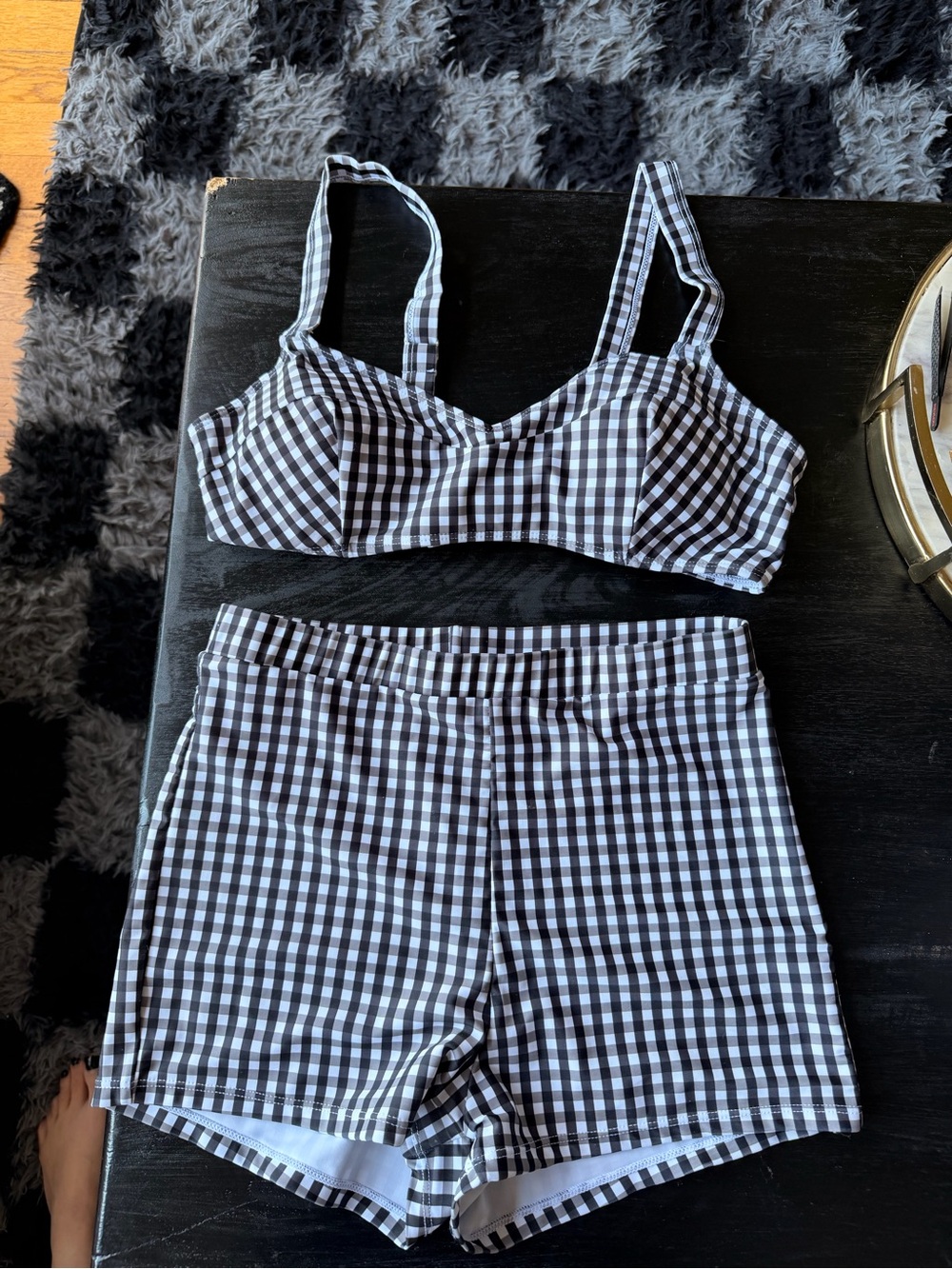Black & White Gingham bikini high waist.